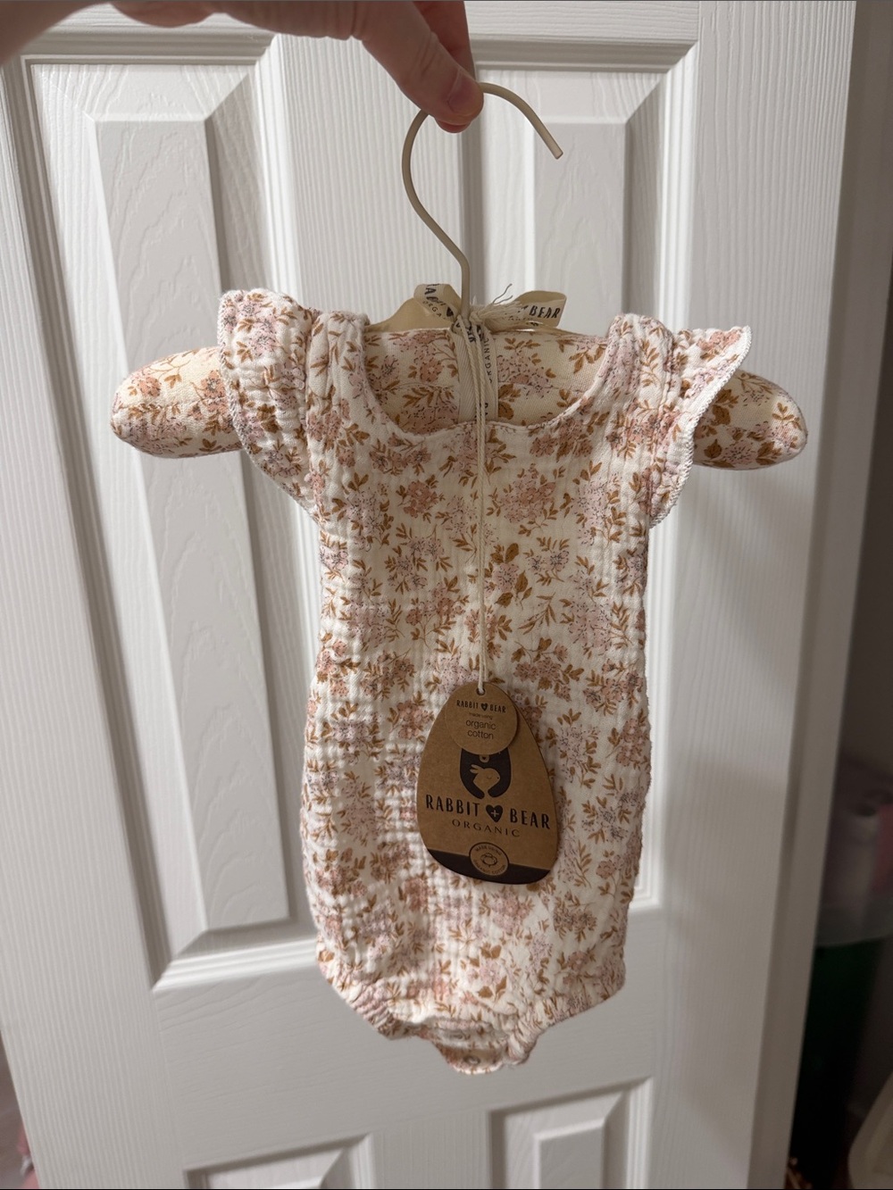 NEW Rabbit & Bear Organic Floral Romper in Cream & Tan